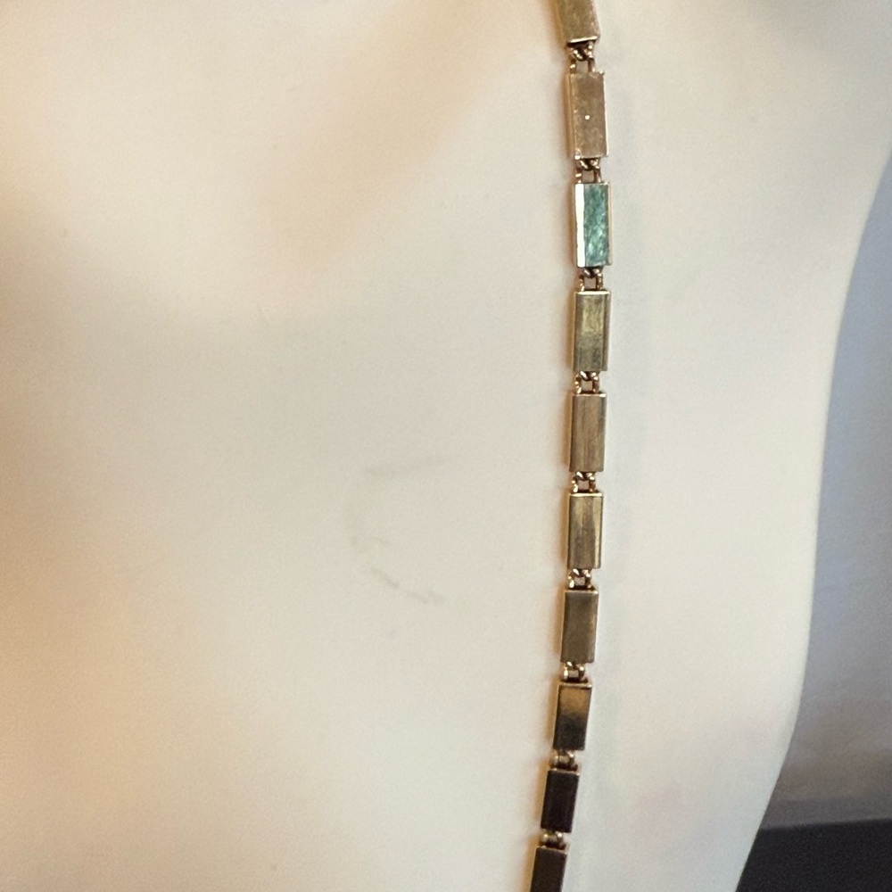 Vintage Monet PAT.PEND Gold box‎ link chain geometric Necklace 30” - Picture 2 of 15